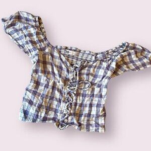 SO Purple Plaid Blouse Womens size XS